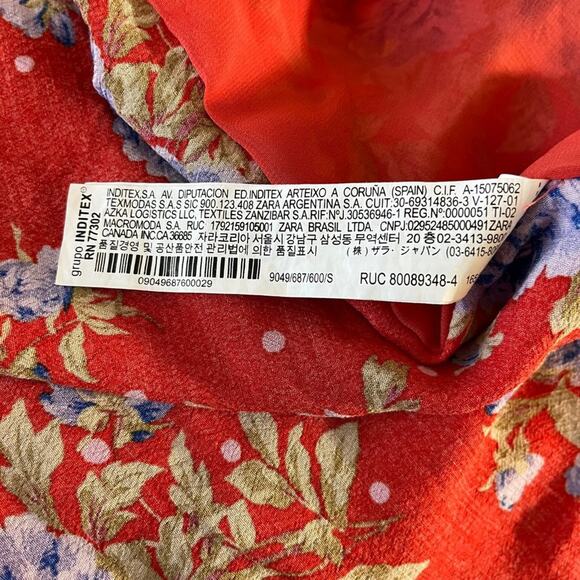 Zara Women's Red Floral Mini Wrap Dress Size S Style 9049/687/600/S - Picture 11 of 12